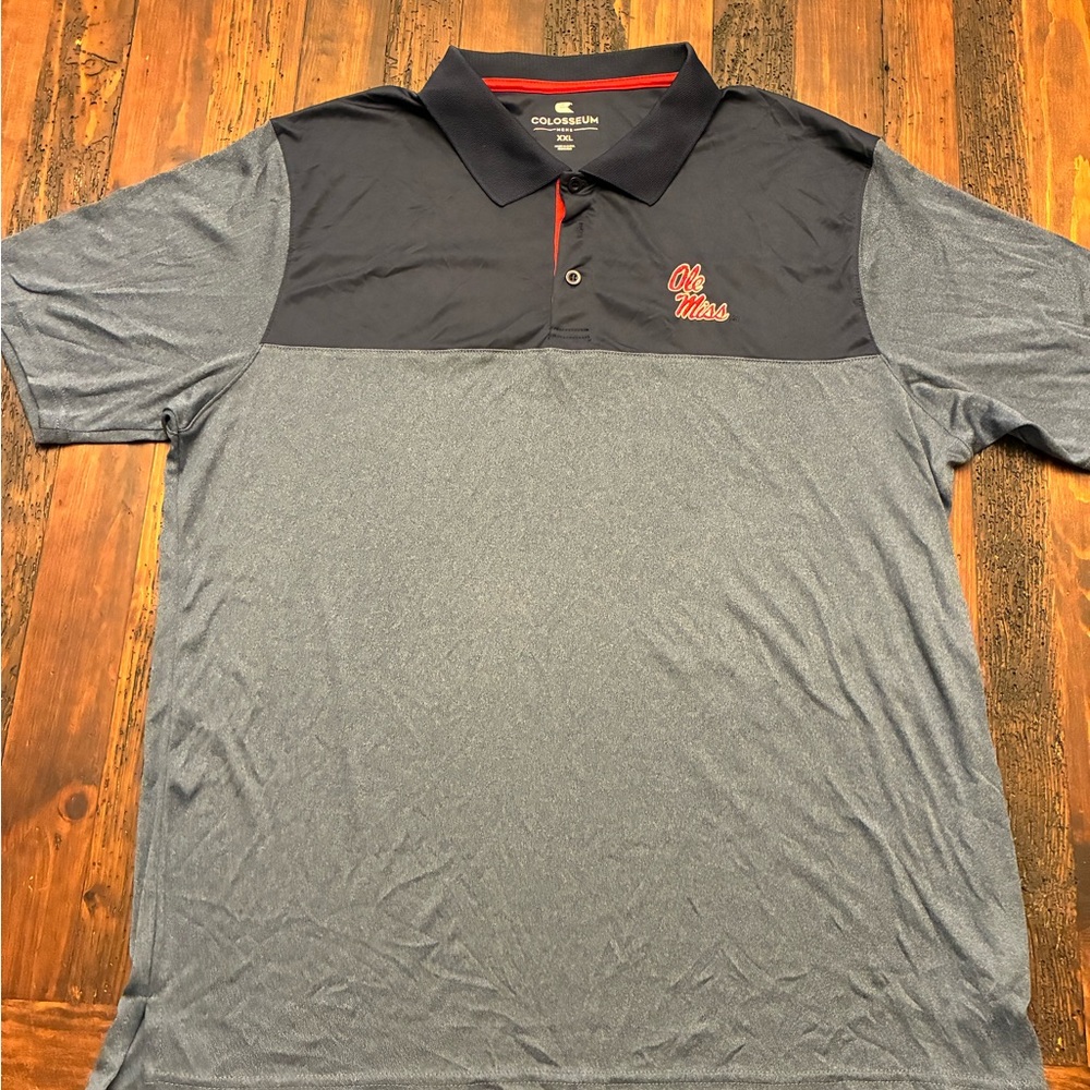 Ole Miss Rebels Colosseum Mens XXL Navy Short Sleeve Performance Polo Shirt